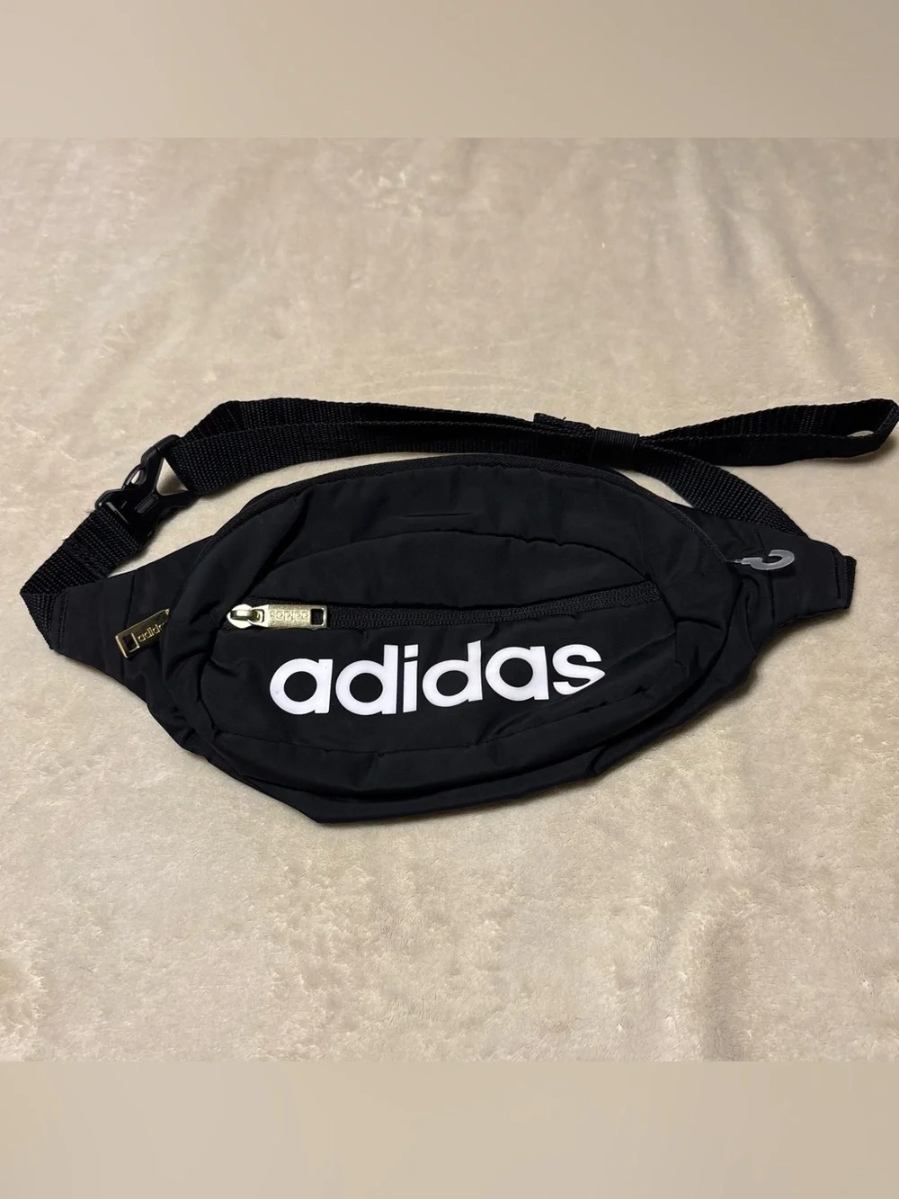 adidas Black Waist Pack with White Logo